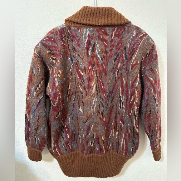 🧥 VINTAGE 🧥 MIXAGE Mohair Wool Button Sweater Brown Pattern Double-Breasted - Picture 3 of 13